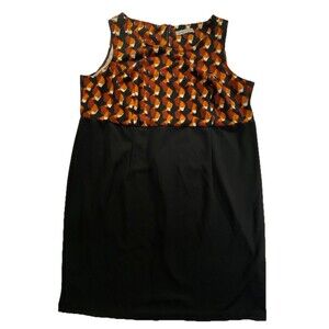 Danny & Nicole Plus Size 22W Sheath Dress Black Orange Geometric Print 38” L